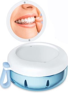 Buy Denture Case, Definitely No-Leak Denture Bath Box for Traveling Perfectly, Denture Cup with Strainer & Magnetic Mirror, Completely Clean Care for Retainer, Mouth Guard, & Denture in UAE