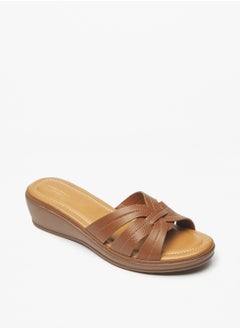 Buy Textured Slip-On Cross Strap Sandals in Saudi Arabia