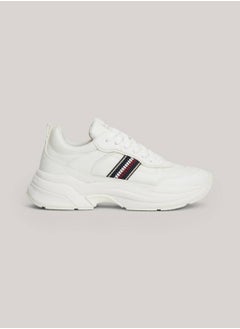 Buy Women's Chunky Runner Sneakers, White - Leather in UAE