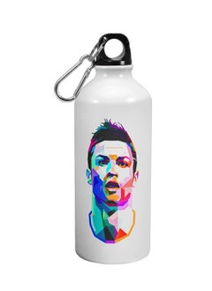 Buy Aluminum Water Bottle, Football Drinking Bottle with "Cristiano Ronaldo" Design Print in White in Saudi Arabia