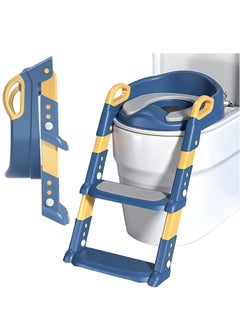 اشتري Potty Training Seat with Step Stool Ladder, Potty Training Toilet for Kids Boys Girls Toddlers-Comfortable Safe Potty Seat with Anti-Slip Pads Ladder (Blue) في السعودية