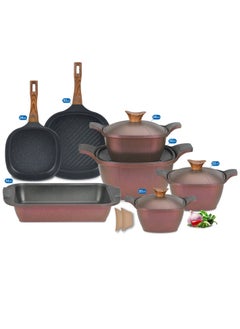 Buy Korean design granite set, 11 s, square, Neoklien (4 pot + grill + frying pan + casserole) Neoklien - Royal in Egypt