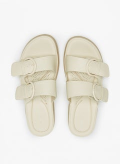 Buy Solid Slip-On Strap Sandals with Buckle Accent in Saudi Arabia