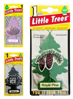 Buy 3 Pcs Hanging Paper Card Air Freshener, Royal Pine, Black Ice, Lavender in UAE