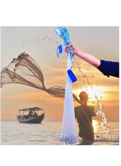 Buy Fishing Net Nylon Monofilament American Style Cast Net Outdoor Hand Throw Fishing Mesh with Heavy Duty Weights for Bait Trap Fish in Saudi Arabia