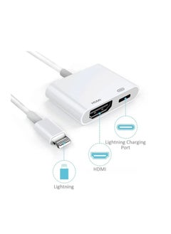 Buy HDMI Adapter for iPhone to TV ipad Digital AV Connector 1080P HD Audio Video Sync Display Connector Compatible with iPad iPhone 15/14/13/12/11/X/8 to Display Projector HDMI to Lightning Lightning Adapter in Saudi Arabia