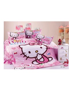 Buy Textile Children Cartoon 3d Print Bedding Sets Comforter with fixed Duvet Set Bed Linen Boys Girls Single Comfort 160x210 Bed Sheets 120”200 hello kitty in UAE