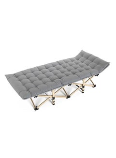 Buy Folding Camp Bed Double Layer Oxford Strong Heavy Duty Sleeping Cots Pearl Cotton in UAE