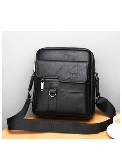 اشتري Classic Pocket Men's Crossbody Bag, Leather, Black في مصر