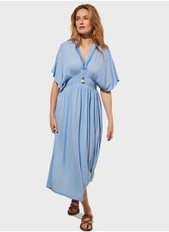 اشتري Cape Sleeve Ruffle Beach Dress في الامارات