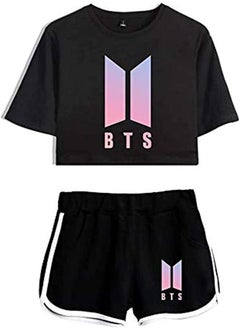 Buy Goolsky Two Piece Set Girl Kpop BTS WORLD TOUR Crop Top Shorts Pants Bts Love Yourself T Shirt Girl Summer Tracksuit … in UAE