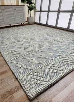 Buy Handmade woven rug srn-021 Wool rug area rug for bedroom living room carpet Woven rug natural and white color rug in UAE