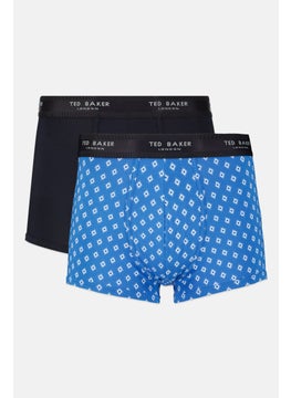 Buy Men 2 Piece Diamond Print Trunks, Navy Combo in Saudi Arabia