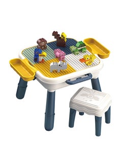 Buy 4 In 1 Block Activity Table With Stool and Blocks - Blue in UAE