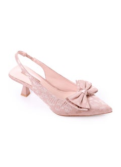 اشتري Self Patterned Slip On Pink Pumps With A Bow في مصر