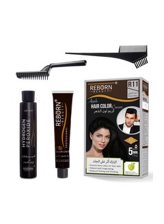 Buy Reborn beauty R11 Natural black apple hair color cream - 100g color cream + 100g Developer Cream - 200ml in Saudi Arabia