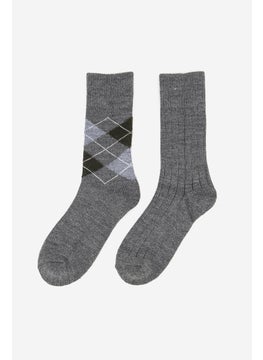 اشتري Mens Wool 2 Pairs Of Socks, Grey في الامارات