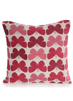 Buy Jacquard Butterfly Cushion Cover -Pink, Polyester, 43 X 43 Cms, 1-Piece in UAE