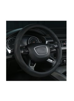 اشتري Car Steering Wheel Cover Leather Steering Wheel Cover Universal 38 cm Non Slip Rubber Breathable Wear Resistant Black في الامارات