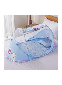 Buy Baby Mosquito Net Bed Portable Infant Tent Folding Soft Bed With Mattress Net Crib Blue in UAE