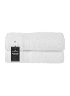 Buy Premium 100 % Combed Cotton 2-Pcs Bath Towel Set (70 X 140 CM) 600 GSM Large Towel, Highly Absorbent, Quick Dry,Best Towel for Bathroom, Spa And Hotel,White in UAE