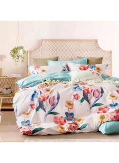 Buy 6 Piece Queen Size Duvet Cover Set Microfibre Super Soft Cotton Includes 1x Duvet Cover 180x230cm Sheet 160x200+30cm 4x Pillowcases 50x75cm in UAE