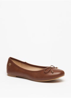 اشتري Women's Solid Slip-On Round Toe Ballerina with Bow Detail في الامارات