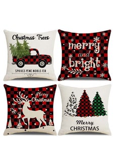 Buy 4Pcs christmas pillow case cover cushion for home decor 45*45cm in Saudi Arabia