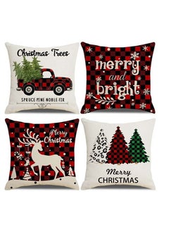 Buy 4Pcs christmas pillow case cover cushion for home decor 45*45cm in Saudi Arabia