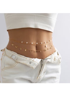 Buy Fashion Double-Layer Chain Belt Tassel Sequin Body JewelryGolden 4040 Golden 4040 in UAE