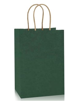 اشتري [24 Bags] Kraft Paper bags with handles, 22 x 16 x 8 cm Dark Green Gift bags for Birthday Party Favors, Weddings, Restaurant takeouts, Christmas في الامارات