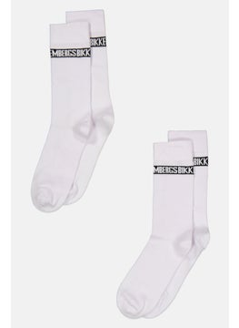 Buy Men 2 Pairs Of Tennis Brand Logo Socks, White in Saudi Arabia