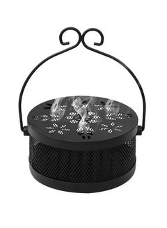 Buy Mosquito Coil Box,Iron Holder Household Censer Repellent Incense Coil Durable Burner Handle Classical Design Portable Metal Retro Round Household Easy to Carry with Lid (Black) in UAE