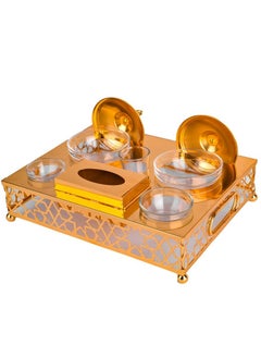 Buy A hospitality set that contains a date a bowl a cup a place for napkins and a luxurious base, featuring a wonderful and beautiful design for serving to guests, Golden in Saudi Arabia