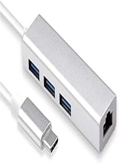 اشتري USB-C/Type C to 3 Ports A 3.0 with 10/100/ 1000 Mbps Gigabit Ethernet/LAN/Network Adapter (RJ45) في مصر