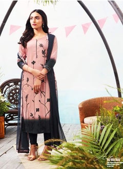 Buy 3 Pcs Set Women's Grey Cotton Printed Salwar Suit Material With Printed Dupatta (Free Size) in UAE