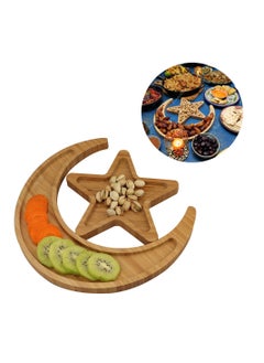 اشتري Eid Decoration Wooden Dinner Plate Home Ramadan Food Serving Tray Moon Star Eid Ramadan Home Party Dessert Decor في الامارات