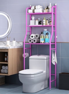 Buy Bathroom Storage Shelf Over the Toilet Three-Tier Metal Space Saving Pink in Saudi Arabia