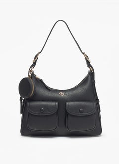 Buy Solid Shoulder Bag with Coin Purse and Adjustable Handle in UAE