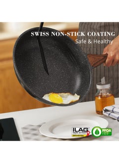 اشتري SENSARTE Nonstick Frying Pan Skillet, Swiss Granite Coating Omelette Pan, Healthy Stone Cookware Chef's Pan, PFOA Free (8/9.5/10/11/12.5 Inch) (9.5 Inch) في الامارات