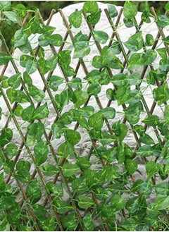 Buy Expandable Plants Flower Bed Edging Wooden Interlocking Garden Fence With Artificial Leaves in UAE