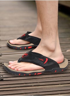 Buy Flip Flops Men Leather Soft Outsole Casual Mens Slides Size 40-45 Sandals in UAE