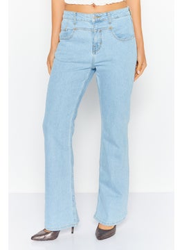 اشتري Women Bootcut Fit High Rise Wash Stretchable Jeans, Light Blue في الامارات