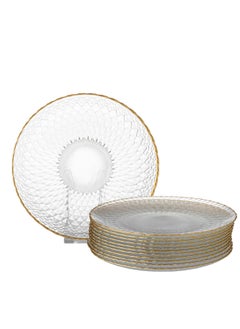 Buy A set of 12 Turkish glass plates with a golden line and a beautiful multi-use design in Saudi Arabia