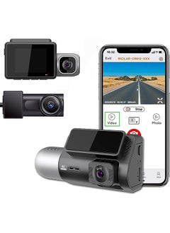 اشتري Channel 4K Dash Cam Built in WiFi GPS, 4K+2K Front and Rear 4K+1080P+2K Three Way Triple Car Camera Dash Camera for Cars Night Vision 24-Hour Parking في السعودية