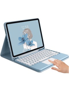 Buy iPad 10th Generation 2022 Keyboard Case with Touchpad Cute Round Key Color Keyboard iPad 10 10.9 inch Detachable Touch Keyboard Slim Smart Cover with Pencil Holder in UAE