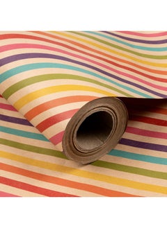 Buy Kraft Wrapping Paper Roll Rainbow Stripe Pattern 24 Inches X 100 Feet in UAE