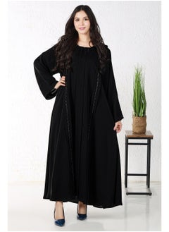 Buy Black abaya embroidered with black threads in Saudi Arabia