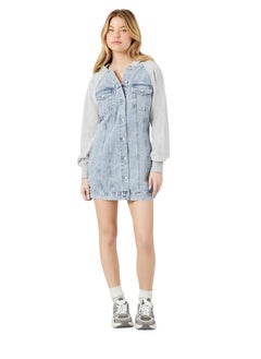 Buy Denim Hooded Combo Mini Dress in Egypt