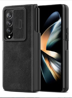 Buy Nillkin for Samsung Galaxy Z Fold 4 Case with S Pen Holder,Sliding Camera Cover, Anti-Fingerprint & Anti-Oil Stain with Special PU Leather Cover for Samsung Z Fold 4, Business Black in Egypt